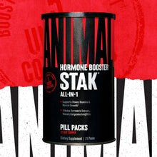 STAK all-in-1 hormone booster pill packs supplement container, front label view