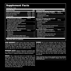 Animal Stak 2 supplement UAE supplement facts label showing ingredients dosages and usage instructions on black background