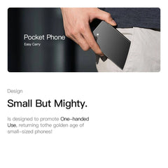 UNIWA compact 4GB RAM 64GB ROM mobile phone slipped into a pants pocket showcasing small pocketable one handed design