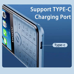 DOOV R17 Pro 4G keypad phone in blue side view showing numeric keypad and Type C charging port