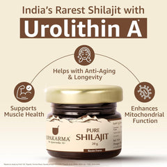 UPAKARMA Pure Shilajit 20g jar with gold lid showcasing pure shilajit resin UAE and Urolithin A benefits