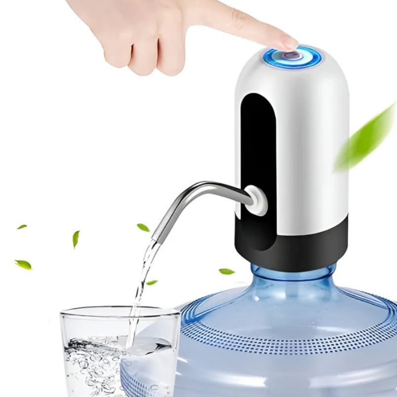 Huitich USB rechargeable water dispenser pouring water from a large bottle into a glass
