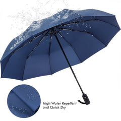 Blue UV protection travel umbrella with high water repellency and quick dry fabric from ZOMAKE Store