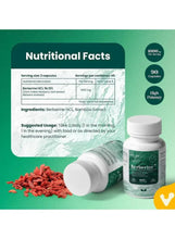 Berberine+ supplement bottle with nutritional facts and ingredients panel