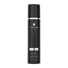 Valm silicone-based personal lubricant pump bottle with black cylinder and VALM logo