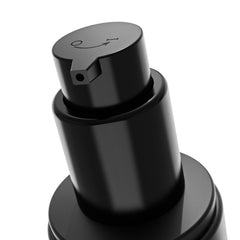 Valm black pump dispenser nozzle close up for silicone based personal lubricant bottle with twist lock cap