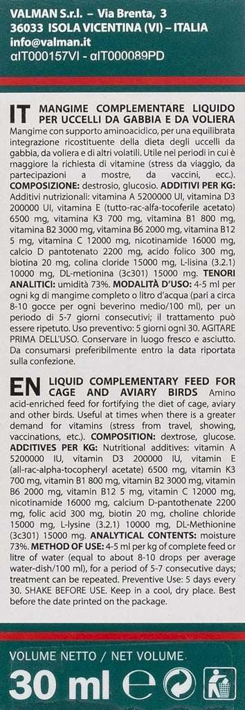 Padovan bird multivitamin supplement UAE in liquid form for optimal avian health