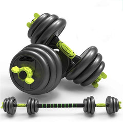 Huitich 15kg concrete dumbbell set with black plates and green handles for versatile strength training