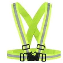 High-visibility safety vest with neon green panels and reflective stripes