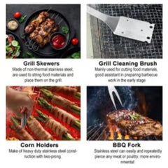 Huitich 20 piece BBQ tool kit with bag including grill skewers, cleaning brush, corn holders, and BBQ fork
