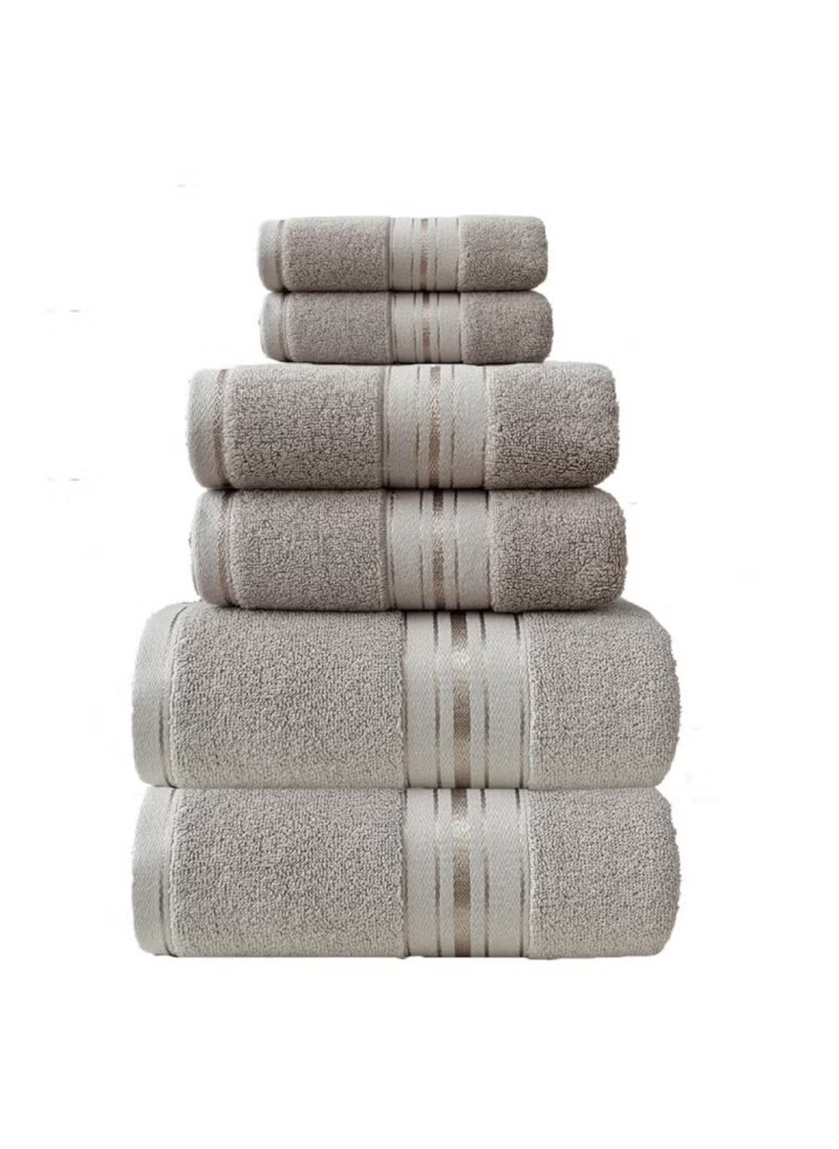 Huitich beige 8 piece towel set online stacked with various sizes of soft cotton towels