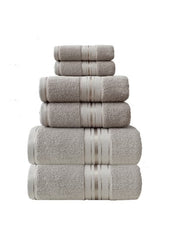 Huitich beige 8 piece towel set online stacked with various sizes of soft cotton towels