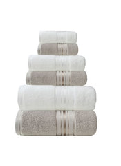Huitich 8 piece towel set online with stacked white and beige soft cotton bath towels
