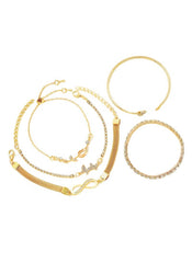 Huitich adjustable gold crystal bracelet set featuring various elegant gold bracelets with crystal accents