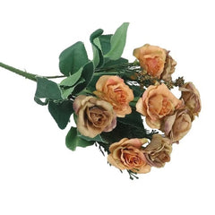 Huitich artificial orange rose bouquet with lifelike petals and green leaves for home decor