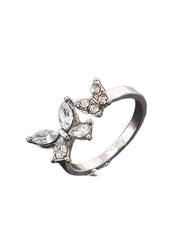 Huitich crystal butterfly ring size 6 with clear crystals on silver band