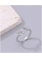 Huitich crystal butterfly ring size 6 with delicate silver band and sparkling butterfly design