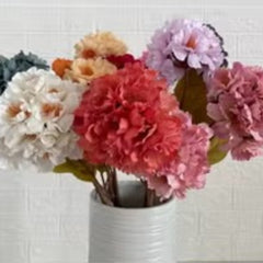 Huitich artificial flowers bouquet with colorful double blossom cherry blossom decor in white vase