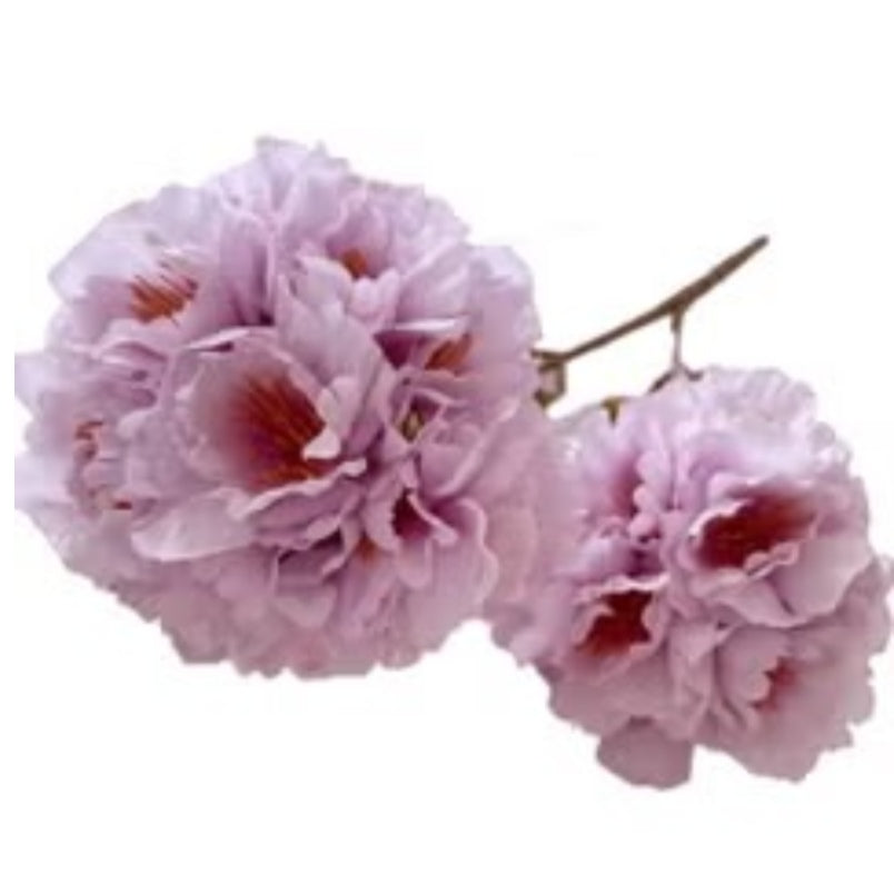 Huitich artificial double blossom cherry blossom decor in soft pink on a branch