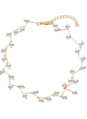 Huitich elegant faux pearl branch necklace with gold-tone delicate wire and adjustable clasp