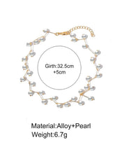 Elegant faux pearl branch necklace by Huitich with alloy and pearl material and adjustable length