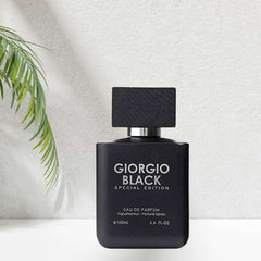 Giorgio Black Special Edition perfume for men in a sleek black bottle with silver accents
