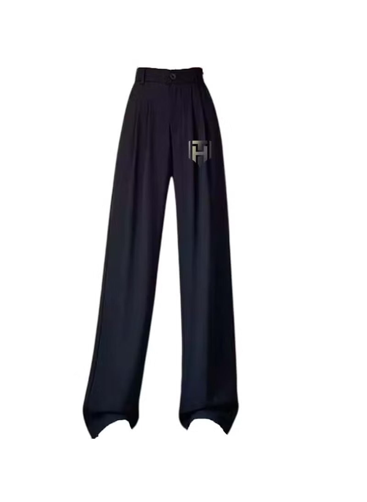Huitich ladies wide leg office pants black with high waist and button closure