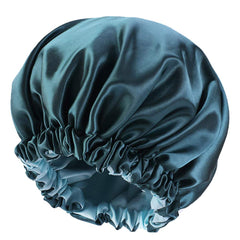 Edoneery satin hair cap for women in teal blue with elastic band for secure fit