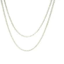 Silver layered choker necklace, double-chain close-up