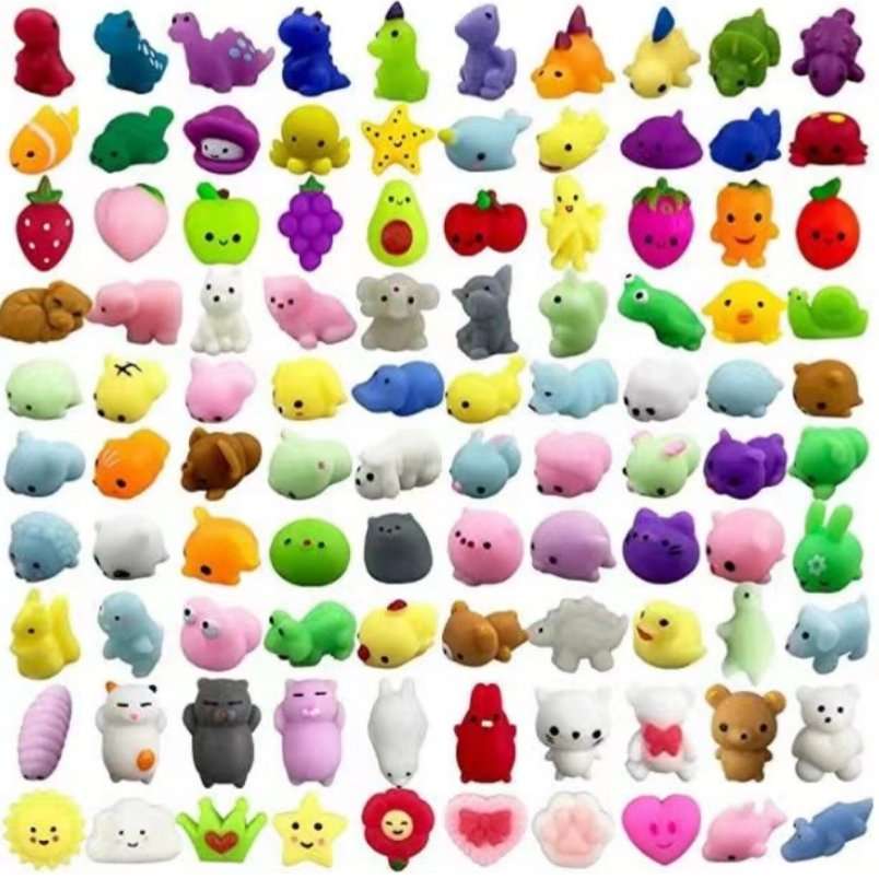 Huitich colorful stress relief squishies for kids featuring various animal and fruit shapes