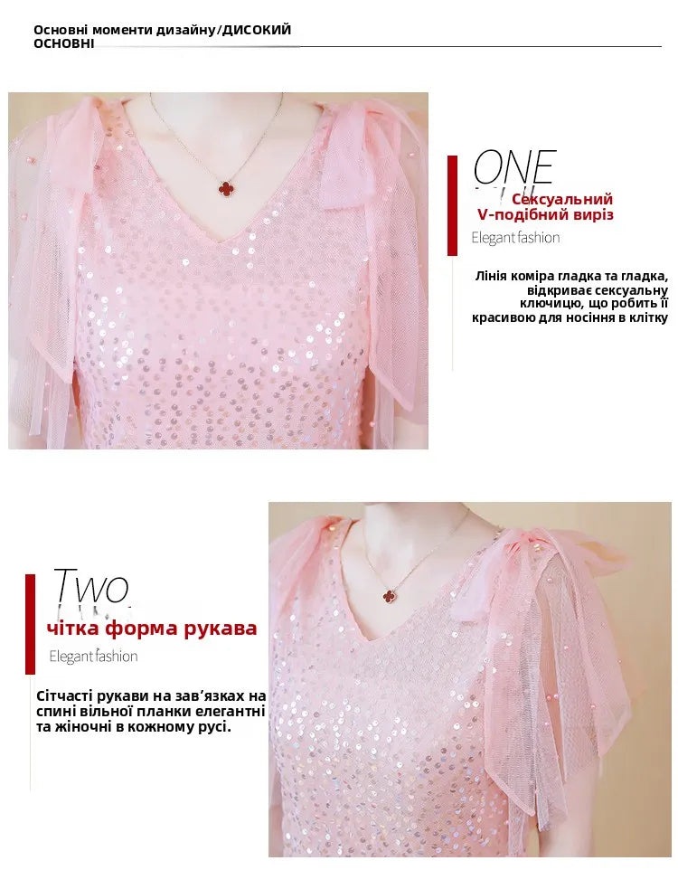 Mumzar women's sequin chiffon blouse with V-neck design and elegant sleeve details