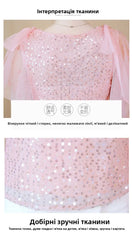 Mumzar women's sequin chiffon blouse in soft pink with sheer sleeves and shimmering details