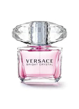 Versace Bright Crystal EDT perfume bottle, pink glass with faceted cap