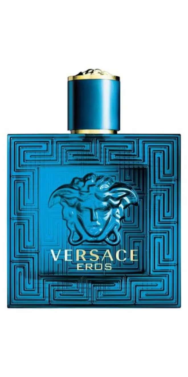VERSACE Eros Eau de Toilette for men 100ml in an elegant blue bottle with iconic Medusa design