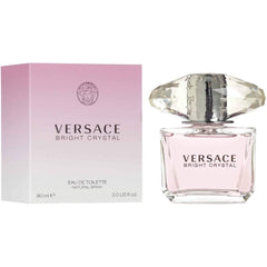 Versace Bright Crystal luxury Eau de Toilette for women with pink gradient box and faceted clear cap
