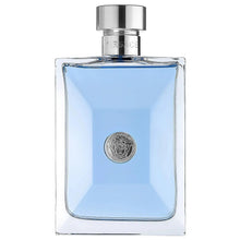 Versace Pour Homme eau de toilette bottle with silver cap and blue glass.