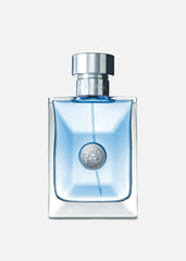 Versace Pour Homme perfume UAE blue liquid in clear glass bottle with silver cap and Medusa logo