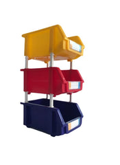 Huitich colorful 3 tier organizer for home with yellow, red, and blue storage bins