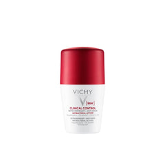 Vichy 96 hour deodorant for women in a white bottle with a red cap and a sleek design