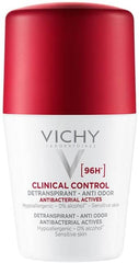 Vichy 96 hour deodorant for women in a roll-on bottle for sensitive skin with antibacterial actives