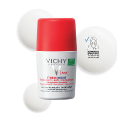 Vichy anti-stress roll-on deodorant with 72-hour protection for sensitive skin, alcohol-free formula