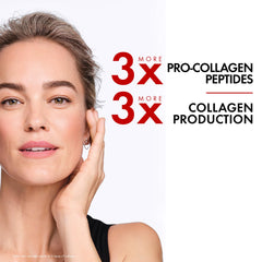 Vichy Collagen Specialist Night Cream advertisement highlighting pro-collagen peptides and collagen production benefits