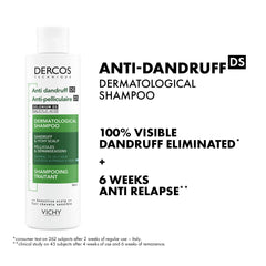 Vichy Dercos anti dandruff shampoo in a 200ml bottle for effective dandruff control and scalp care