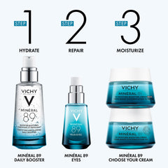 Vichy Mineral 89 daily booster UAE with hydrating and repairing face serums for daily skincare routine
