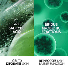 Skincare ingredient graphic with 2% salicylic acid and bifidus probiotic fractions