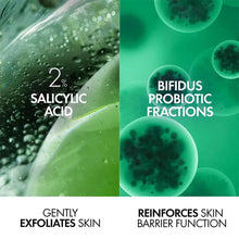 Skincare ingredient graphic showing 2% salicylic acid and bifidus probiotics