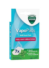 VapoPads menthol scent refill pads, 7-count box with VICKS branding
