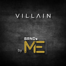 Villain Oud eau de parfum brand graphic with logo and stylized ME mark