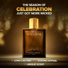 Gold-capped Oud eau de parfum bottle with dark amber box, centered product view