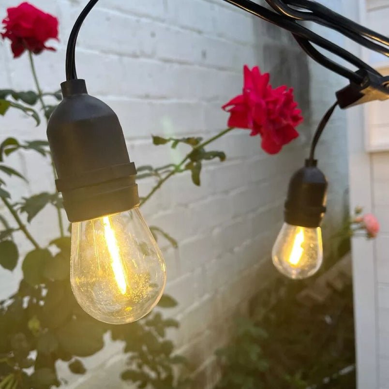 Vintage Outdoor 48ft Waterproof LED Light String with S14 Bulbs and 15 Socket Holder - Mumzar.com